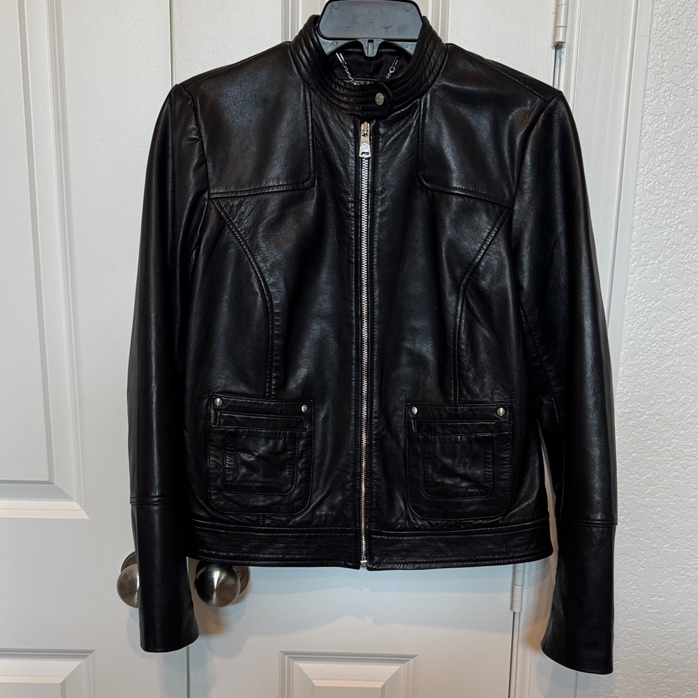 Bernardo Women’s Black Leather Racer Jacket